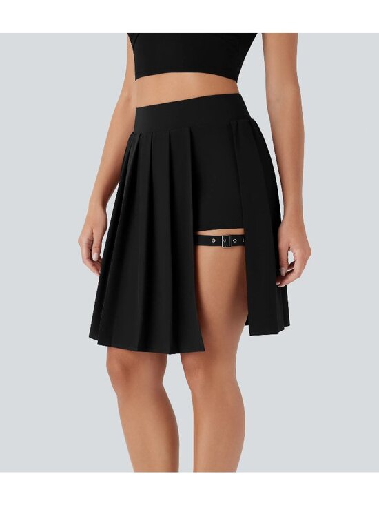 HALARA Dresses & Skirts - Halara Breezeful Pleated 2-in-1 Buckle Skirt Pocket-Longer Length Black L